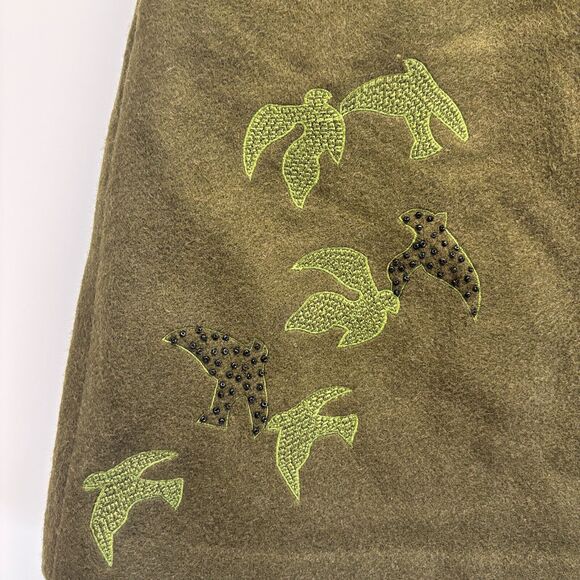 Format Womens Academia Embroidered Birds Beaded Retro Wool Skirt Size M Hipster - Picture 5 of 7